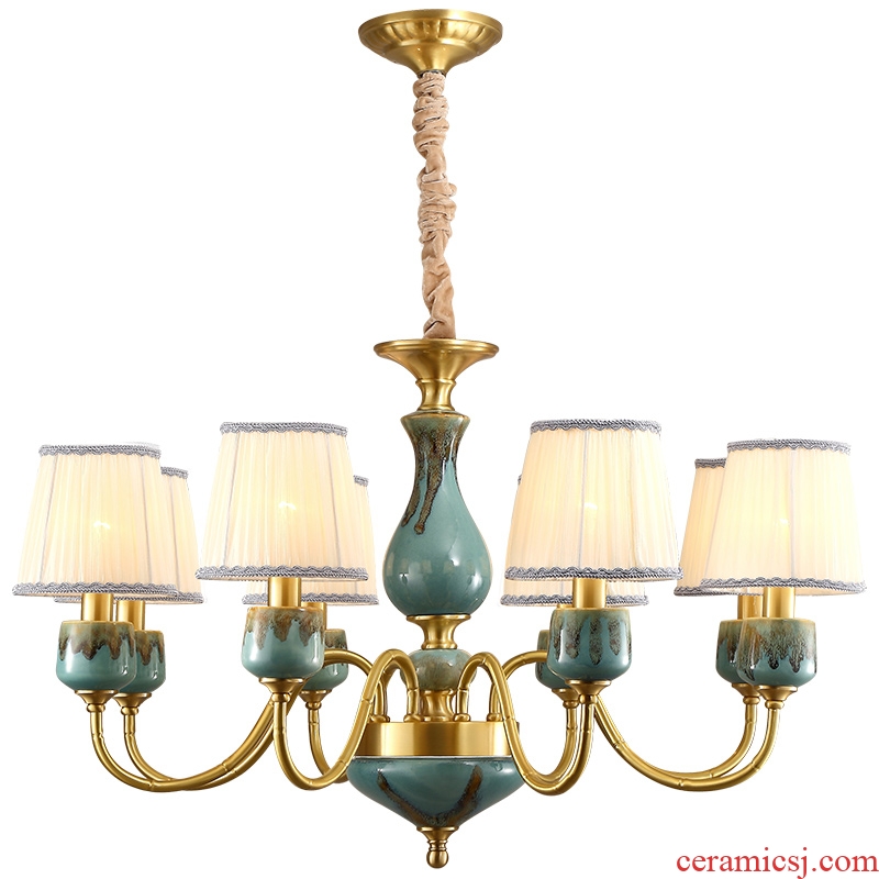 All copper chandelier light cloth art ceramic pendant country restores ancient ways the sitting room dining-room creative Jane beauty bedroom light of lamps and lanterns
