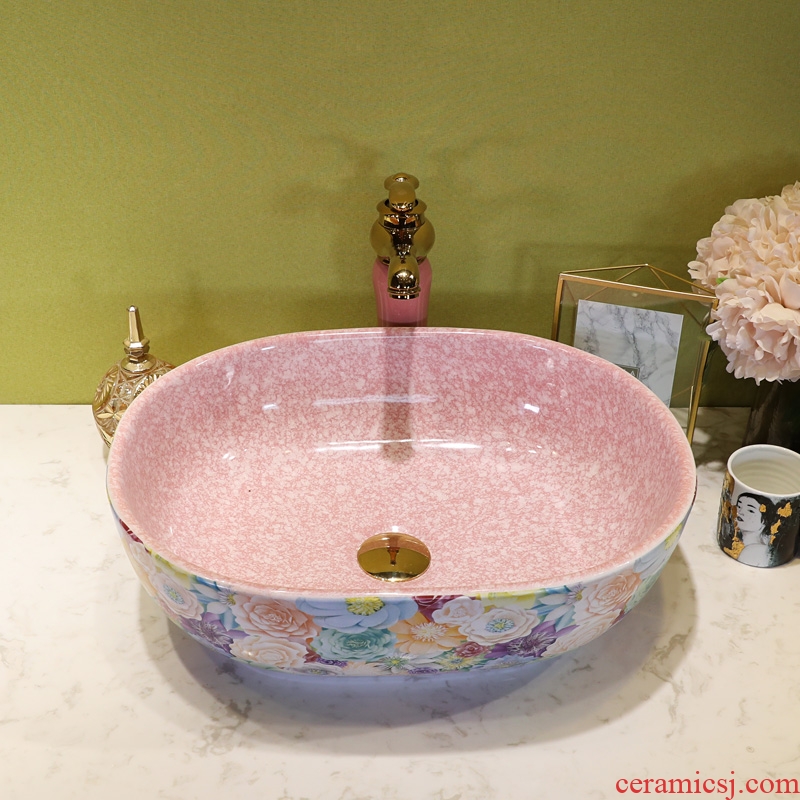 European ceramic stage basin sink elliptic toilet wash gargle household art basin basin that wash a face wash basin