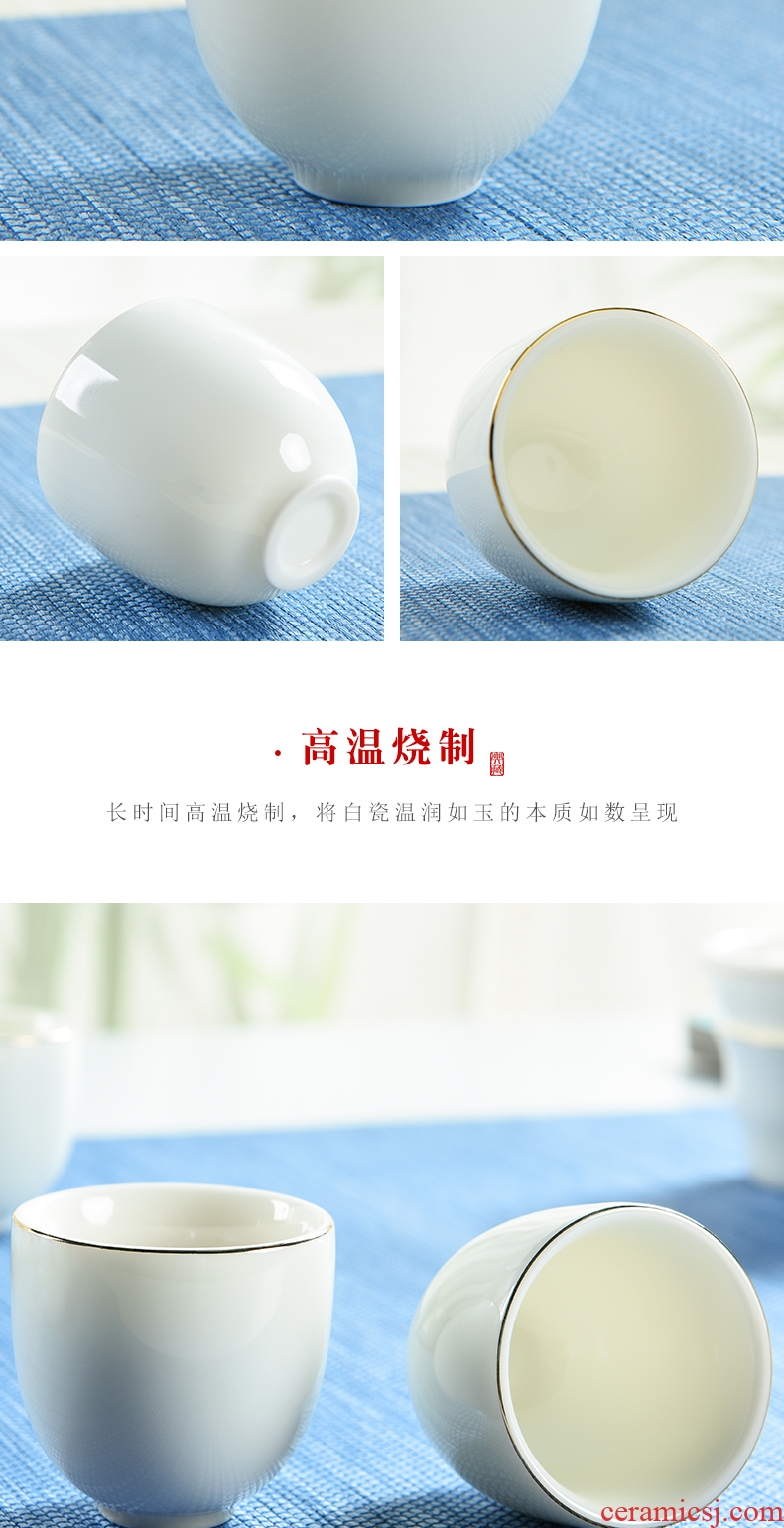 Ivory white porcelain god kung fu tea cups ceramic sample tea cup dehua white porcelain hat cup master cup single cup tea cups