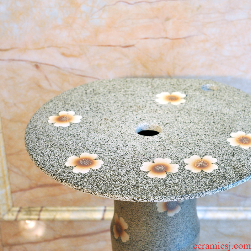 Bathroom ceramic column type lavatory floor pillar basin sinks one-piece balcony column basin