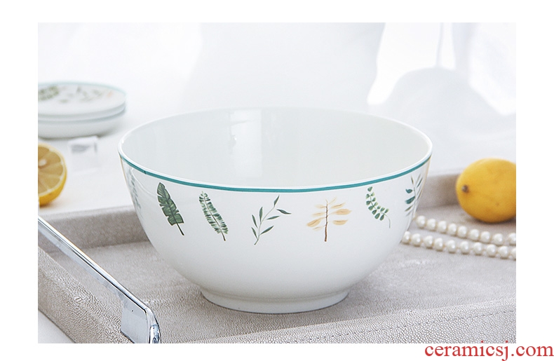 Jingdezhen ceramic bowl home eat rice bowl Korean small and pure and fresh rainbow noodle bowl soup bowl contracted combination plate suit