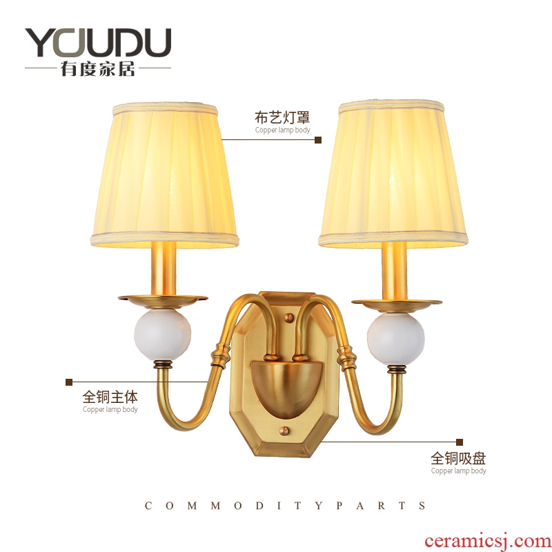 Contracted the copper wall lamp fashionable sitting room the bedroom wall berth lamp creative corridors ceramic lamps and lanterns of pure copper