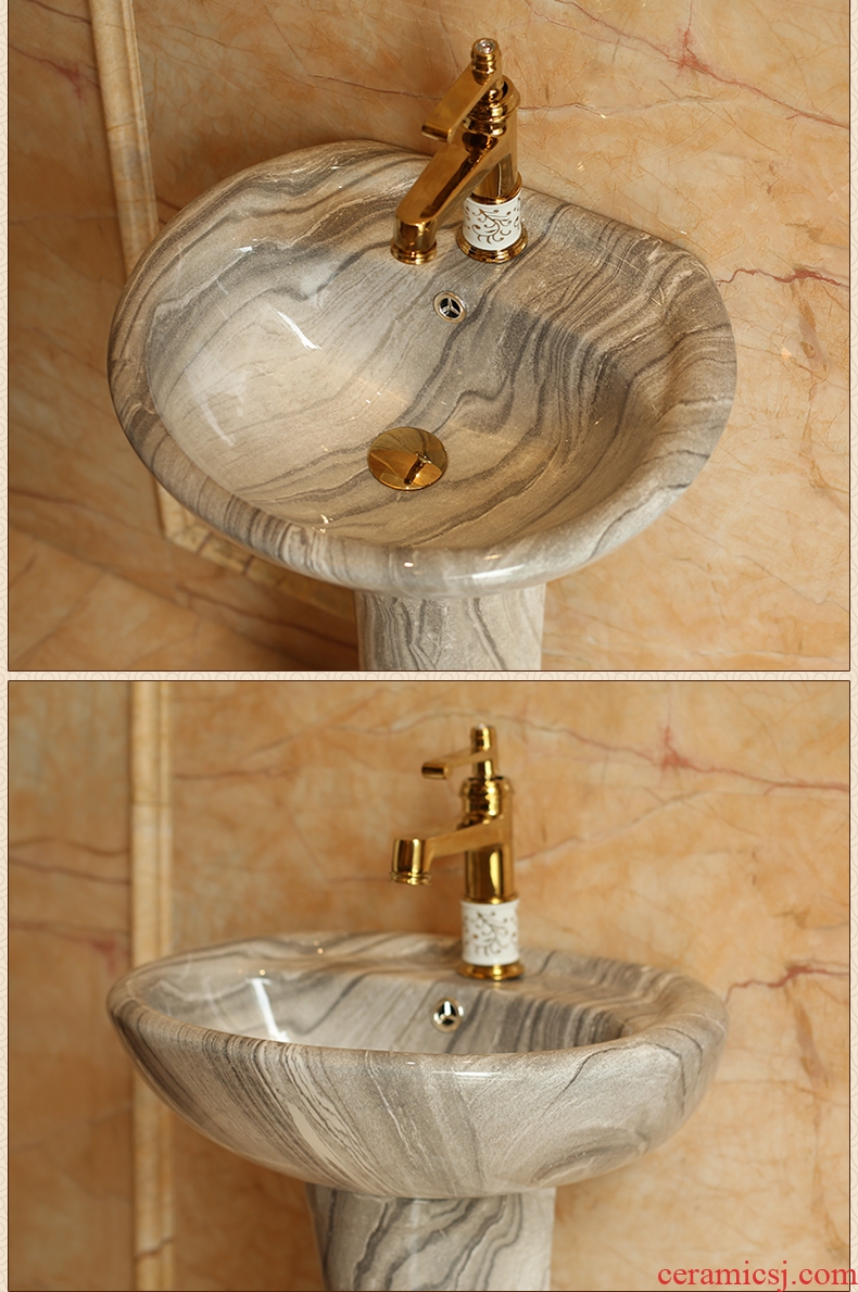 Spring rain ceramic column type lavatory floor balcony toilet lavatory sink European contracted