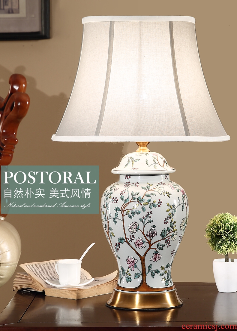 American contemporary and contracted ceramic desk lamp European sweet home sitting room creative dimmer study bedroom lamps and lanterns of the head of a bed