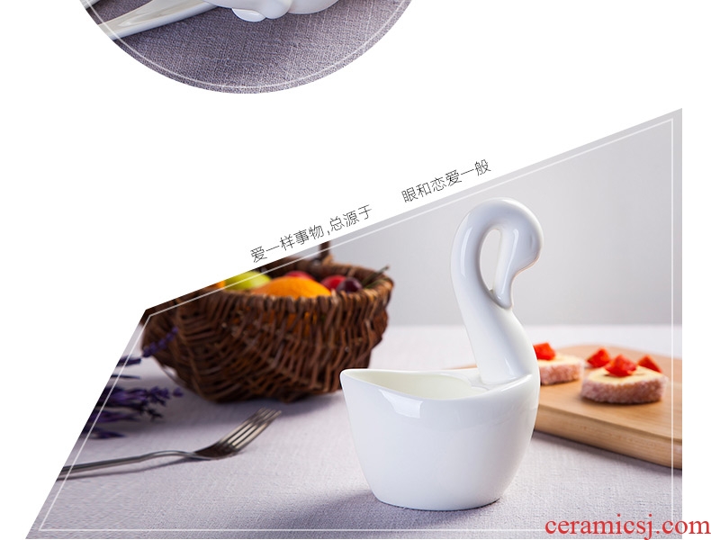 Jingdezhen kitchen shelf bone porcelain pure white bamboo chopsticks chopsticks box ceramics cutlery receive basket swan