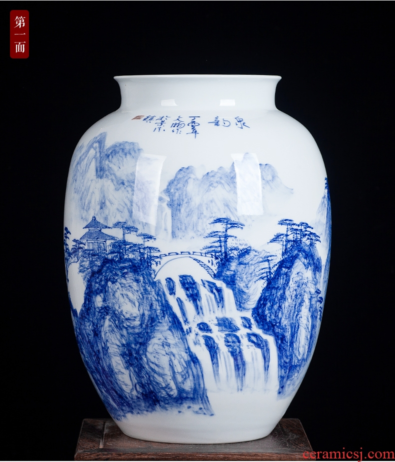 Jingdezhen blue and white ceramics hand-painted vases, flower arranging the sitting room porch ark adornment of Chinese style household furnishing articles