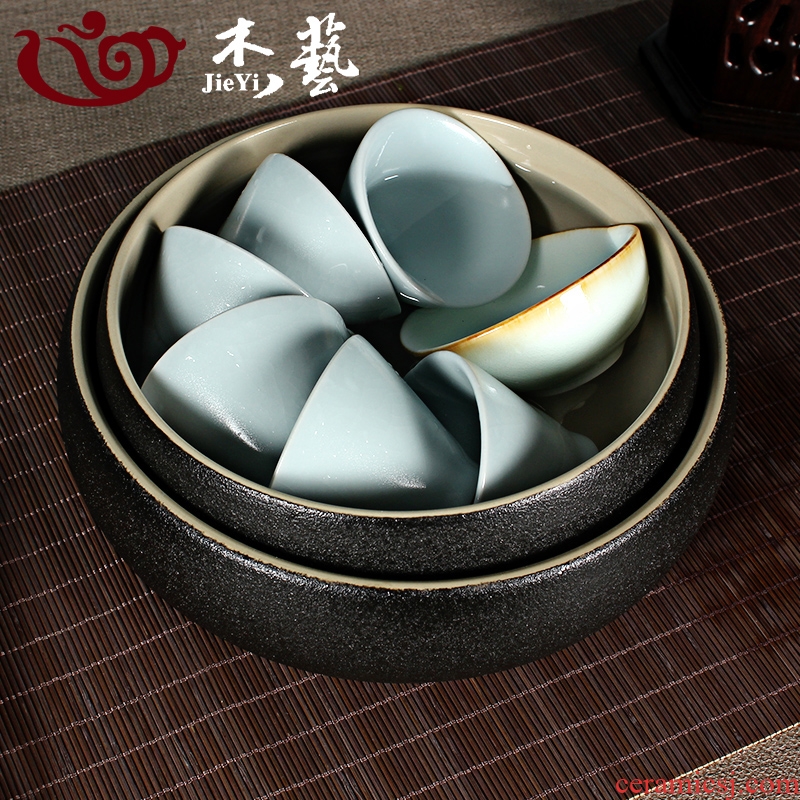 Jade art coarse pottery large wash wash the ceramic bowl of water jar cup of black tea writing brush washer kung fu tea tea accessories