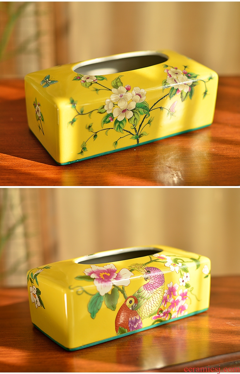 Murphy's new Chinese famille rose porcelain smoke box American country desktop boxes sitting room adornment napkin tissue box
