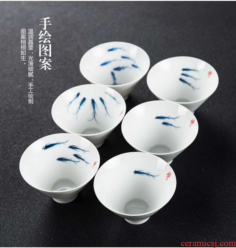 Qin Yi white porcelain kung fu tea set hand-painted ceramic tea tureen tea cup home a complete set of tea set gift boxes