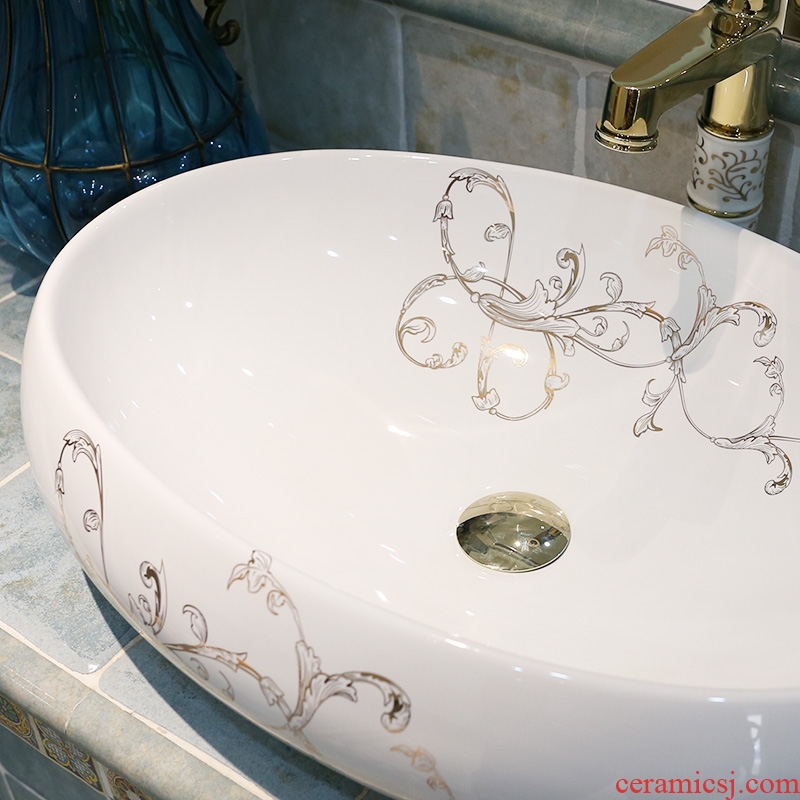 JingWei jingdezhen ceramic bath lavatory basin of European art thickening increase stage basin sink household
