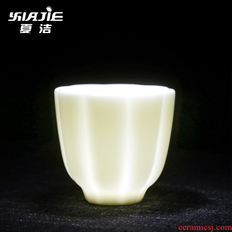 Four-walled yard suet jade small sample tea cup kung fu tea cups suit household ceramic masters cup bowl white porcelain