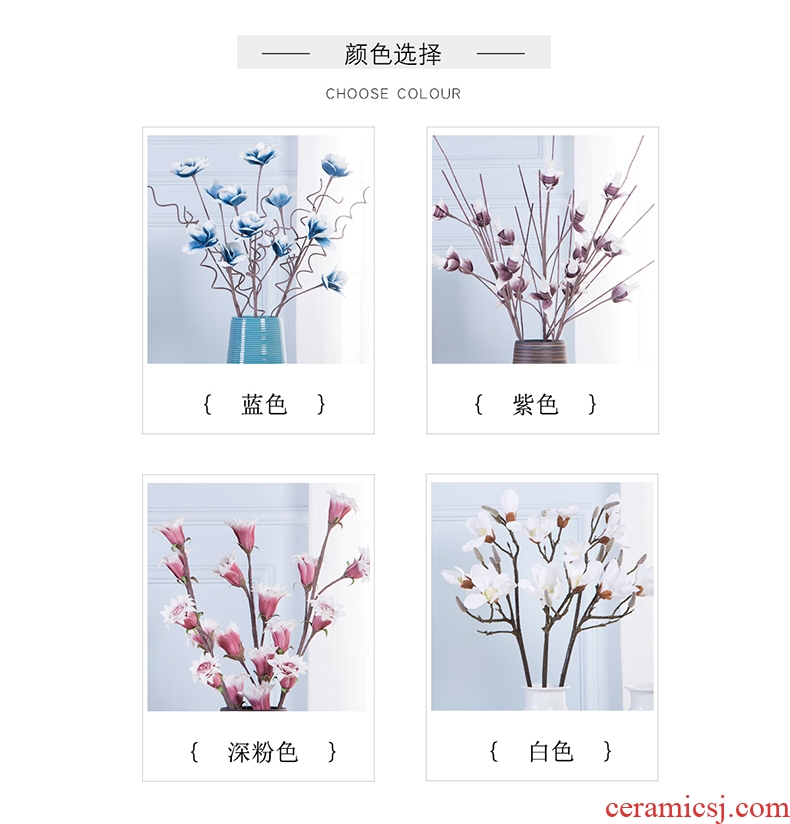 The minister ceramic yulan simulation flowers sitting room place decorative flowers blue dry flower bouquets of flowers simulation