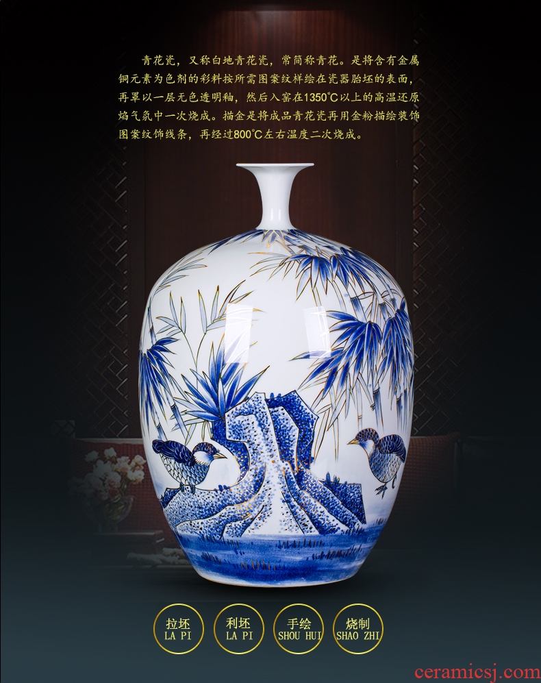 Jingdezhen ceramic paint big vase masters hand draw every year more than furnishing articles Chinese blue and white porcelain is sitting room adornment