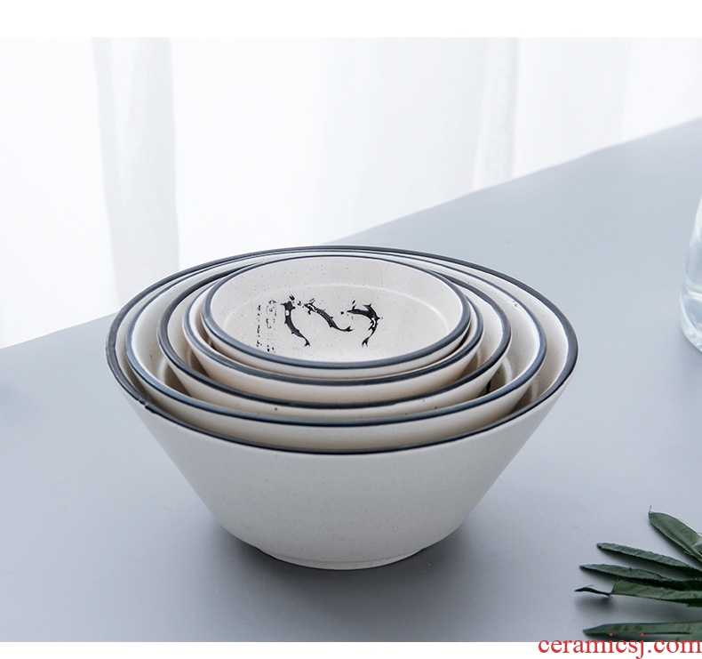 Creative household ceramic bowl noodles soup bowl prevent hot large rice bowls of jingdezhen cutlery japanese-style contracted to eat bread and butter