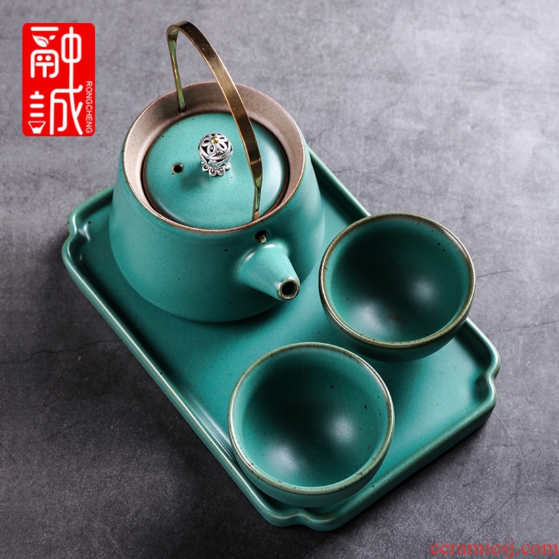 Japanese tea tray tray dry machine ceramic coarse pottery small household tea mini contracted kung fu tea saucer restoring ancient ways