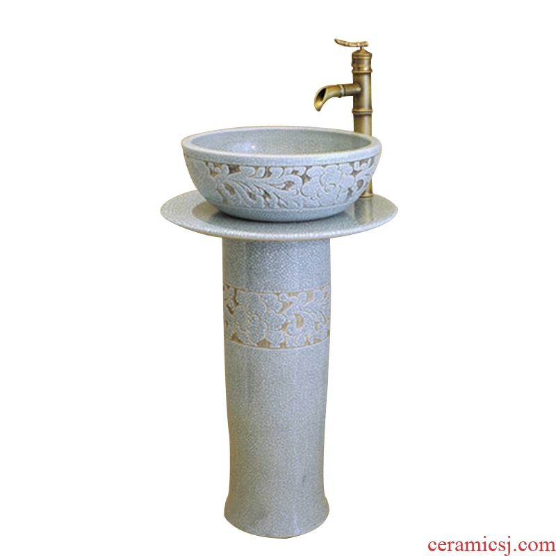Jingdezhen ceramic lavabo floor pillar type lavatory basin to the pool that wash a face one column combination sink