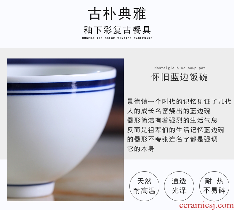 Jingdezhen ceramic bowl contracted nostalgic retro tableware under the Chinese creative glaze color bulb rainbow noodle bowl home to eat a small bowl