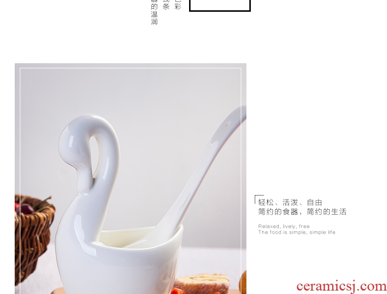 Jingdezhen kitchen shelf bone porcelain pure white bamboo chopsticks chopsticks box ceramics cutlery receive basket swan