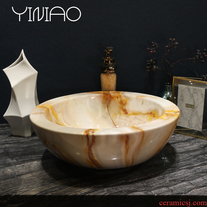 Million birds ceramic art basin stage basin bowl sink European toilet lavatory basin of marble table
