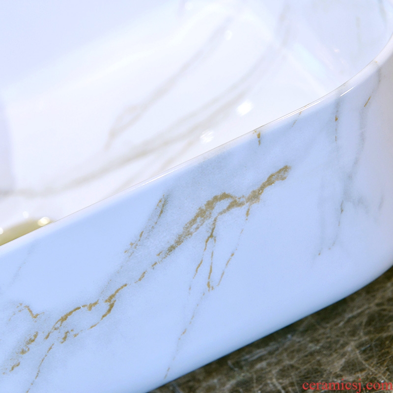 The stage basin ceramic art square simple imitation marble on the sink basin bathroom sink