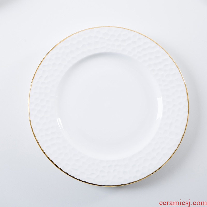 Jingdezhen ceramic tableware phnom penh dish creative home plate ceramic flat beefsteak dish circular plate