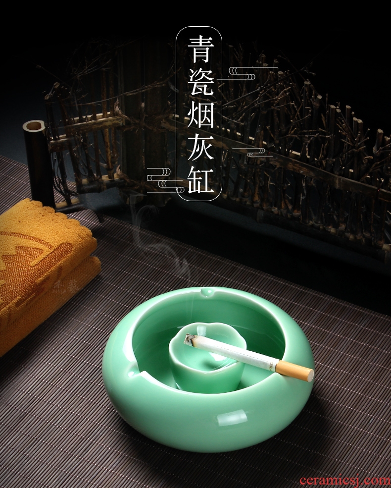 Jade art longquan celadon ceramic ashtray car ashtrays creative personality large-sized rust glaze ashtray restoring ancient ways