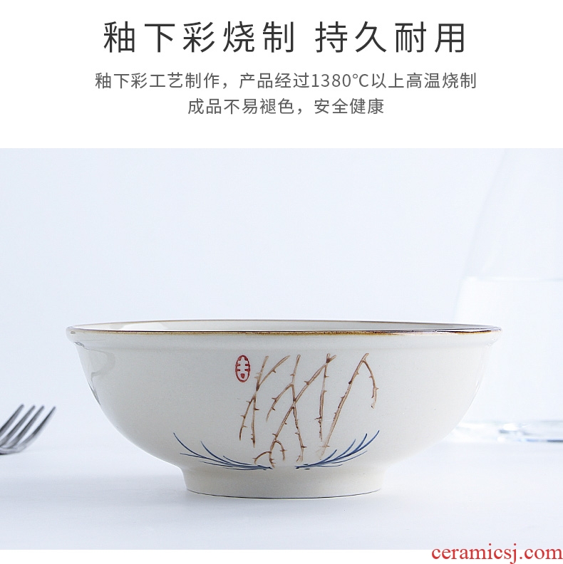 Jingdezhen ceramic bowl home eat large bowl contracted lovely rainbow noodle bowl bowl creative hand-painted bowl of Japanese dishes