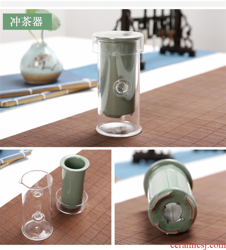 Four-walled yard elder brother kiln kung fu tea set ceramic tea sets tea black tea bone jingdezhen blue and white porcelain