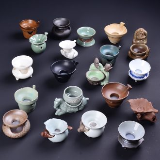 ) ceramic filter filter innovation tea tea tea insulation kung fu tea accessories purple cups