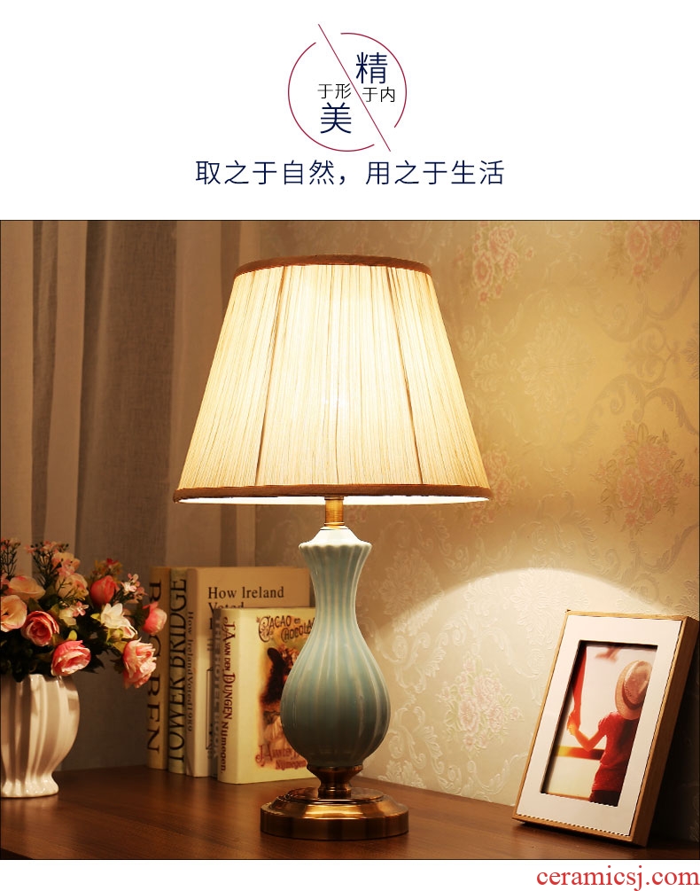 American living fashion simple decoration study remote warm bedroom berth lamp of jingdezhen ceramic lamp