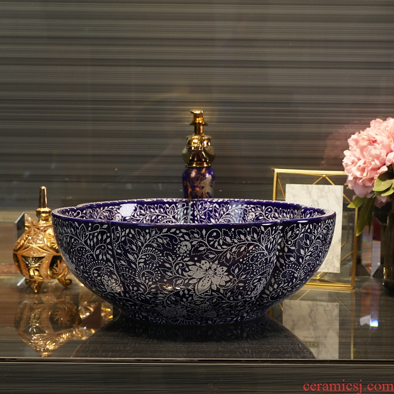 Gold cellnique jingdezhen ceramic art on the stage basin sink basin sink basin bathroom yushu yinhua