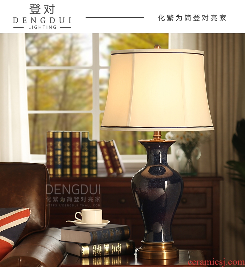 Climb to the living room lamp lights of modern Chinese style of bedroom the head of a bed lamp blue sky copper ceramic warmth