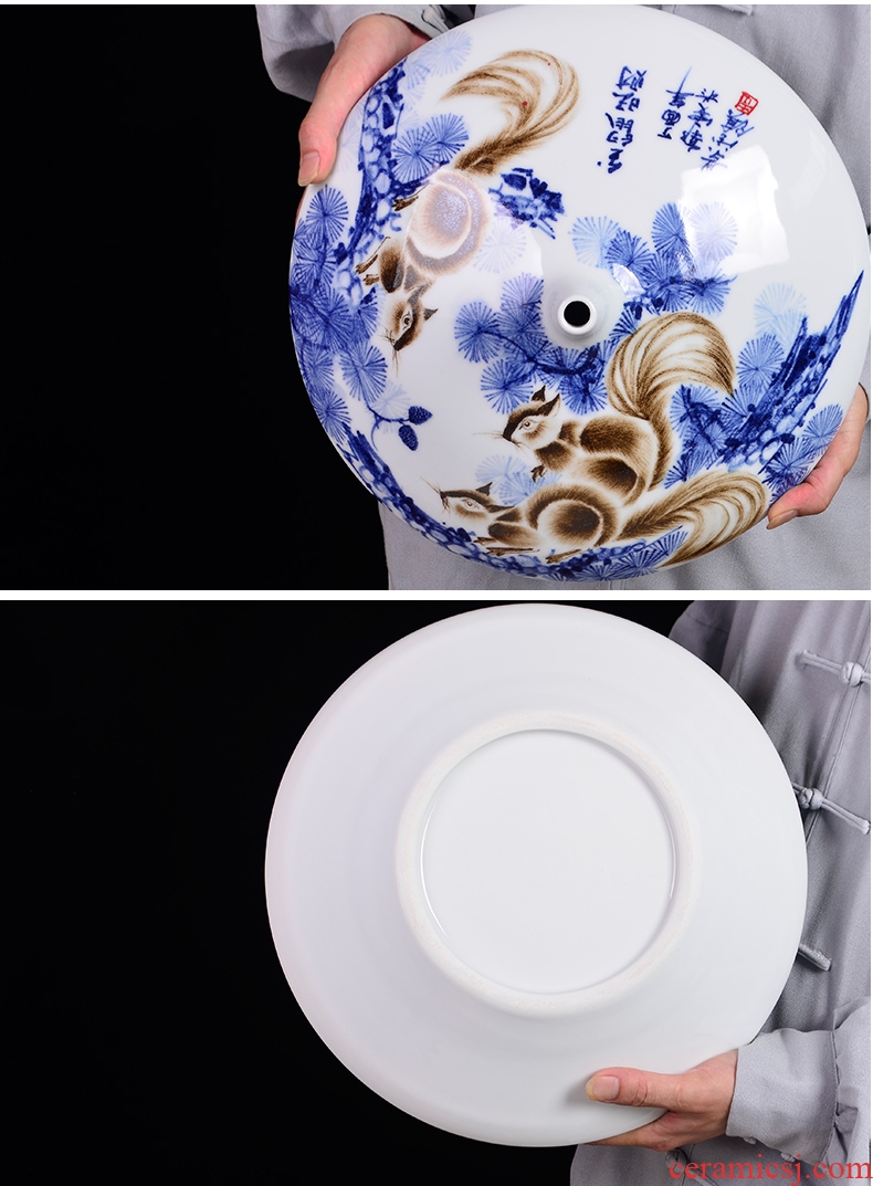 Famous master of jingdezhen ceramics hand-painted gold rat blue and white porcelain vase prosperous wealth sitting room adornment handicraft furnishing articles