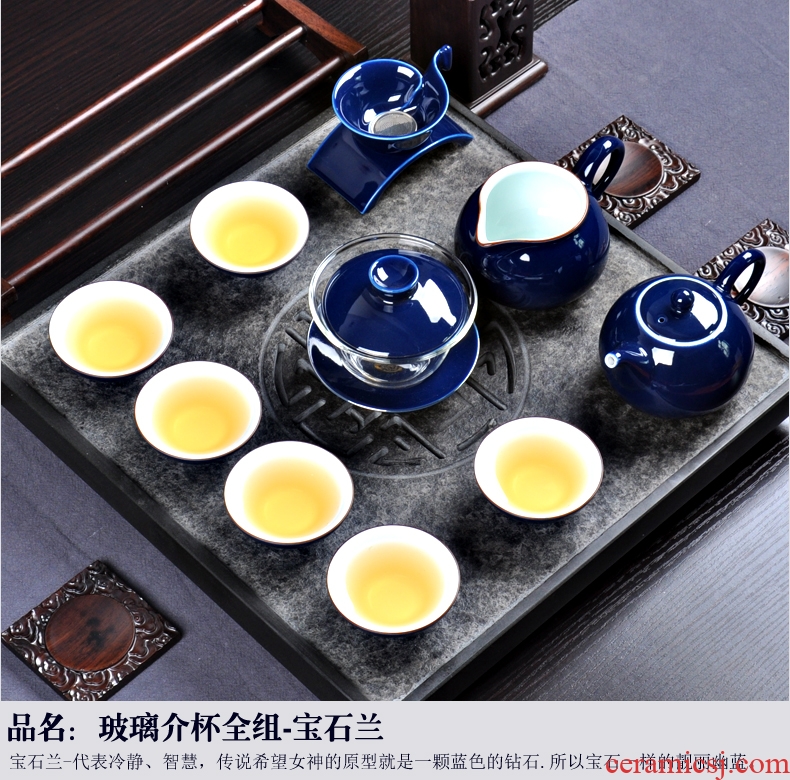 Thyme tang tea household glaze ceramic tea set a complete set of kung fu tea kettle GaiWanCha Japanese sea