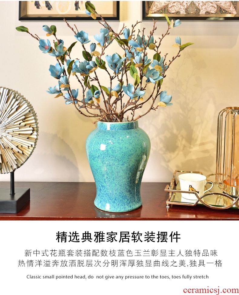 Murphy neoclassical monochromatic glazed pottery porcelain vase suit sitting room of new Chinese style household soft outfit creative floral decorations