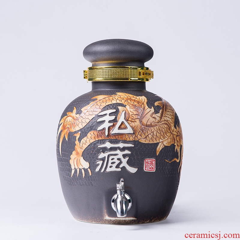 Jingdezhen ceramic household archaize earthenware bubble wine wine jar it 10 jins 20 jins hip flask bottles with tap