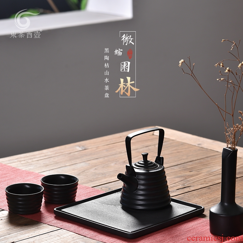 East west pot of Japanese zen ceramic tea set tea sets tea saucer plate small contracted household dry tea of black plate