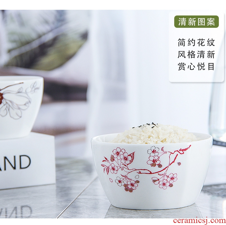 Jingdezhen ceramic square eat bowl household contracted rice bowls creative lovely tableware porringer 4.5 inches