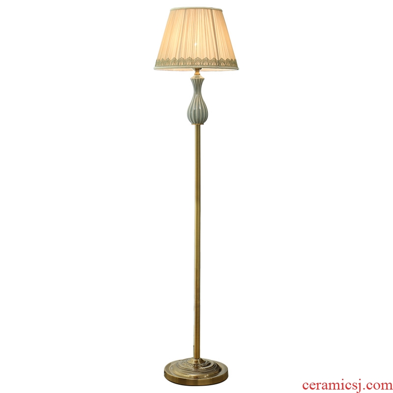 American floor lamp sitting room is contracted and contemporary ceramic creative personality fashion vertical sweet bedroom remote control of the head of a bed