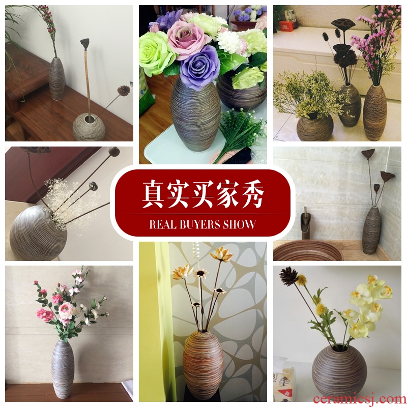 Jingdezhen ancient vase creative coarse pottery dried flower adornment furnishing articles flower arranging home sitting room Japanese porcelain vase