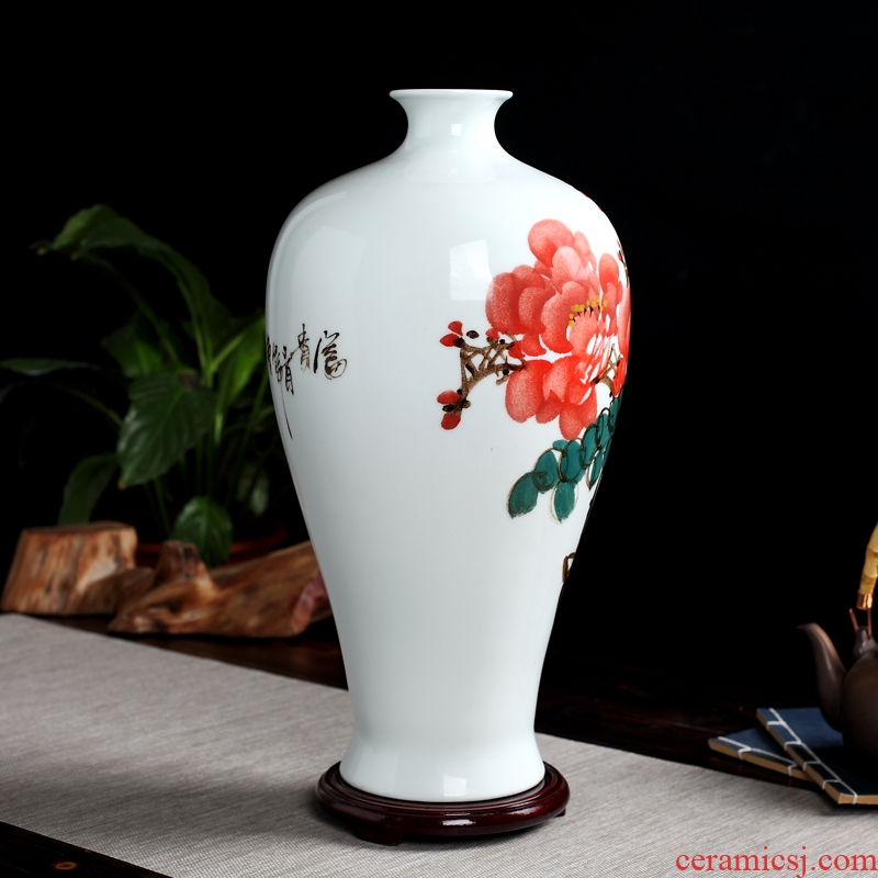 Jingdezhen handmade ceramic vase furnishing articles 041 hand-painted sitting room dry flower new Chinese style decoration decoration