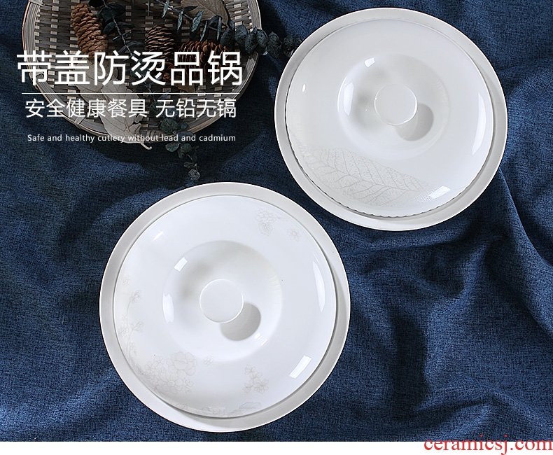 Home supplies pan jingdezhen 9 inches with cover round ceramic soup pot pot creative tableware large bowl of soup bowl