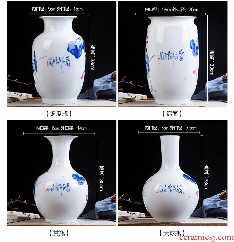 Jingdezhen ceramics hand-painted color bucket vase wine porch home decoration sitting room TV ark furnishing articles