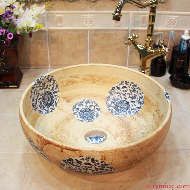 JingYuXuan jingdezhen ceramic lavatory sink basin basin art stage basin yellow frosted lotus flower