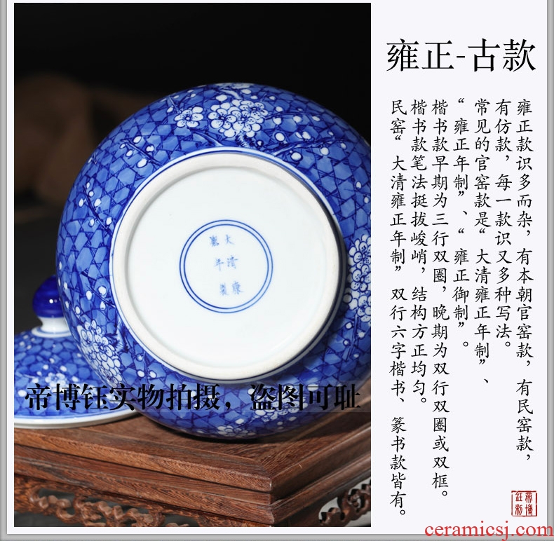 Antique hand-painted porcelain of jingdezhen ceramics ice plum gourd can save tea tea house furnishing articles pure manual pull embryo