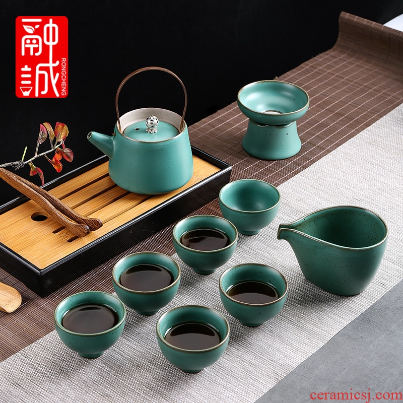 GuTao coarse pottery kung fu tea set of girder of pottery and porcelain pot cup household contracted style restoring ancient ways to suit the teapot