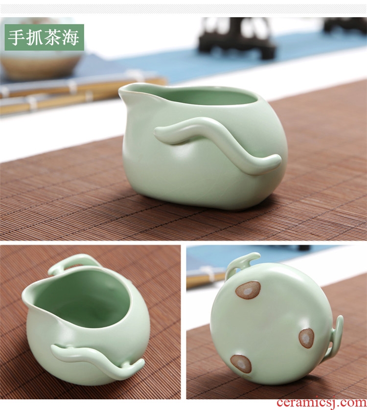 Four-walled yard your kiln celadon kung fu tea set tea cups of a complete set of contemporary and contracted style household ceramics tureen tea POTS