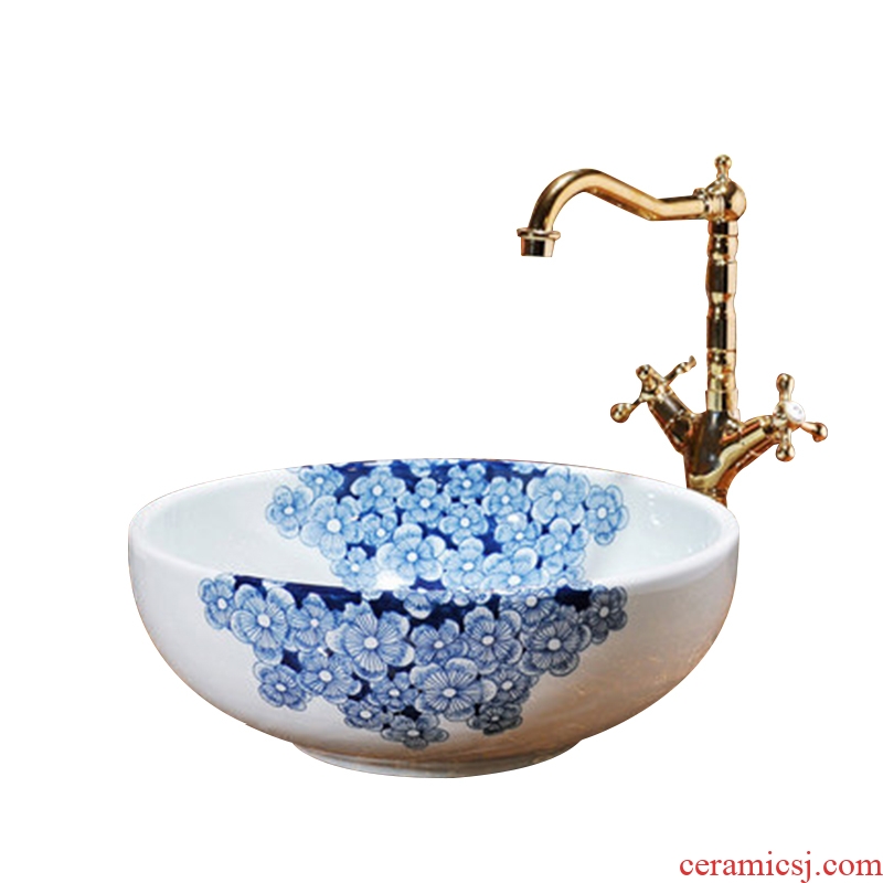 Blue and white porcelain! All of jingdezhen hand-painted porcelain art basin stage basin sink basin - ice plum
