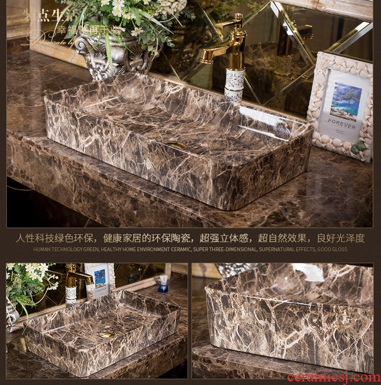 Jingdezhen ceramic art basin on its extended rectangle bathroom marble sinks the sink basin