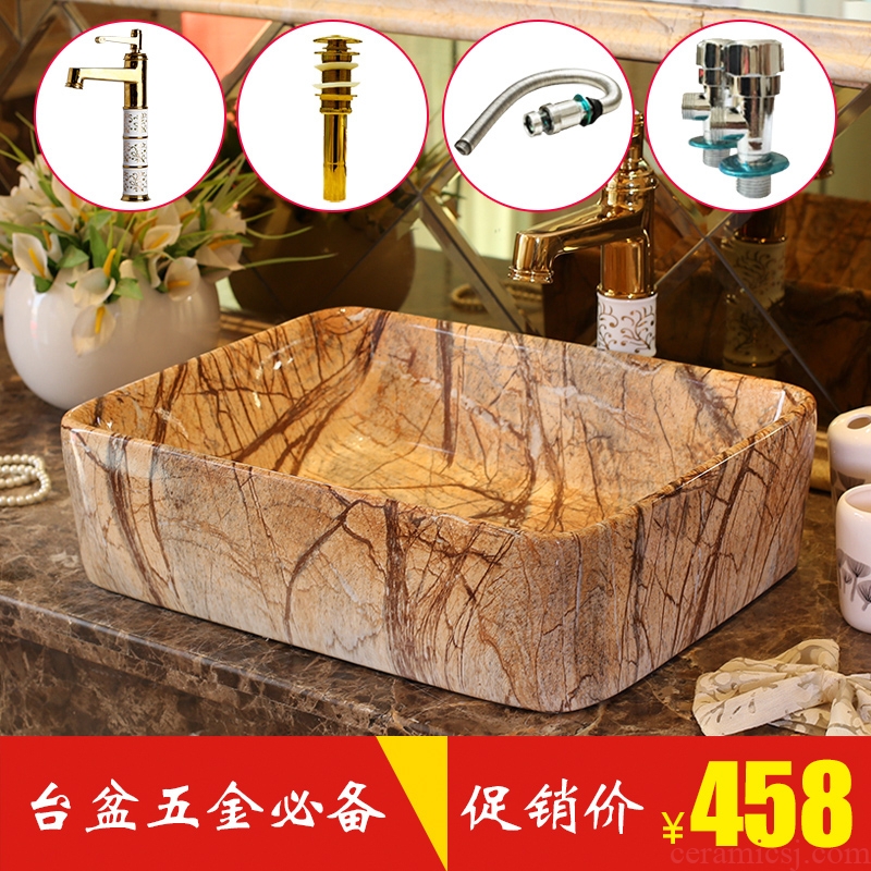The rain spring basin art of jingdezhen ceramic table square toilet lavabo European archaize bath lavatory